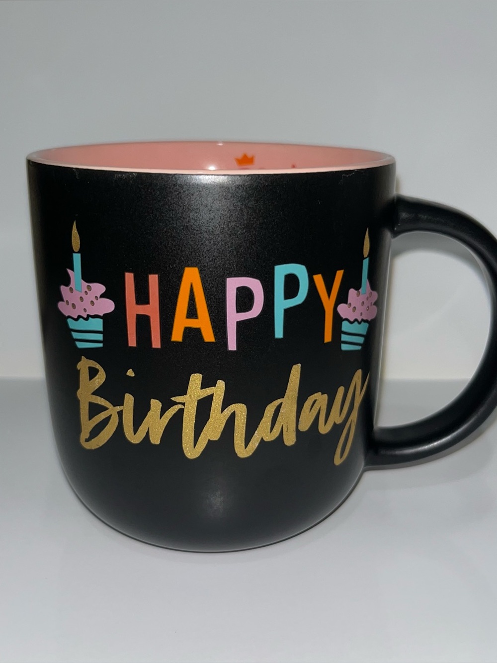 Black Happy Birthday coffee mug
